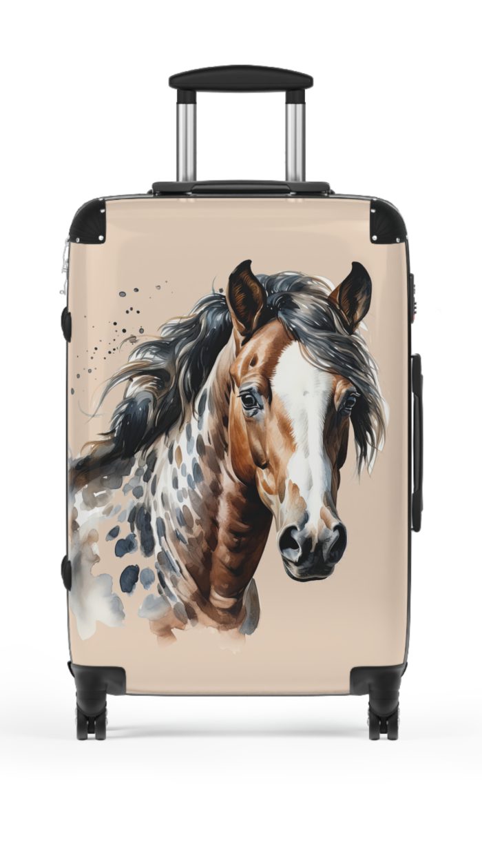 Horse Suitcase - A luggage adorned with a captivating horse-themed design, perfect for travelers who want to add a touch of equestrian elegance to their journeys.