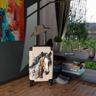 Horse Suitcase - A luggage adorned with a captivating horse-themed design, perfect for travelers who want to add a touch of equestrian elegance to their journeys.