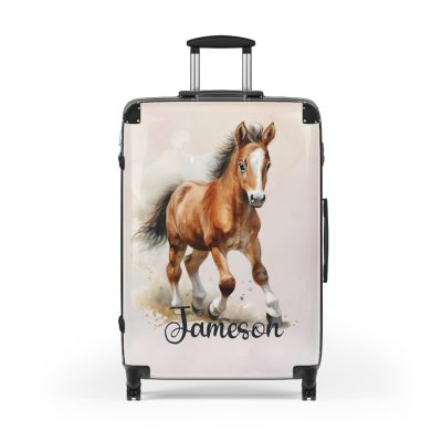 Custom Horse Suitcase - A personalized luggage adorned with a unique horse-themed design, perfect for travelers who want to add a touch of equestrian elegance to their journeys