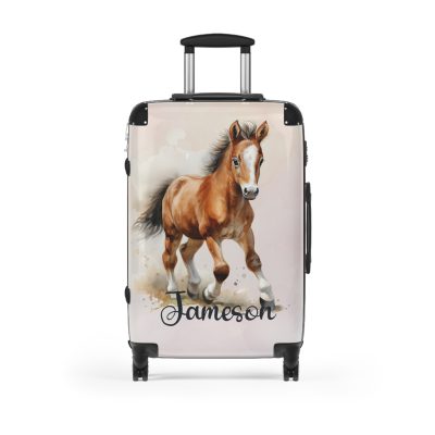 Custom Horse Suitcase - A personalized luggage adorned with a unique horse-themed design, perfect for travelers who want to add a touch of equestrian elegance to their journeys