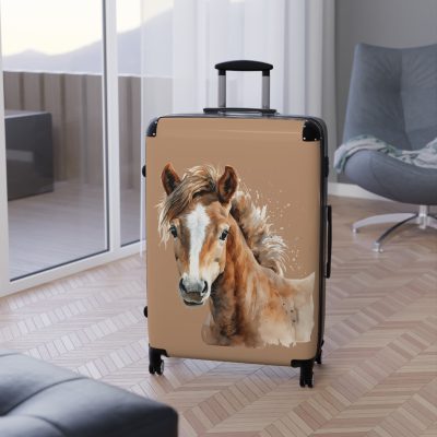 Horse Suitcase - A luggage adorned with a captivating horse-themed design, perfect for travelers who want to add a touch of equestrian elegance to their journeys.