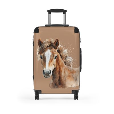 Horse Suitcase - A luggage adorned with a captivating horse-themed design, perfect for travelers who want to add a touch of equestrian elegance to their journeys.