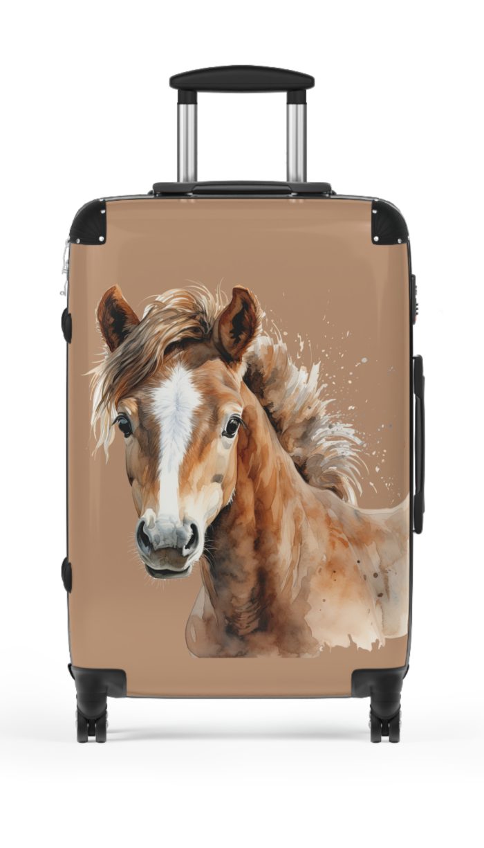 Horse Suitcase - A luggage adorned with a captivating horse-themed design, perfect for travelers who want to add a touch of equestrian elegance to their journeys.