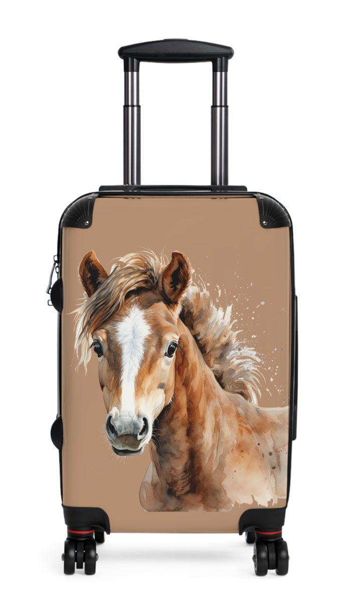 Horse Suitcase - A luggage adorned with a captivating horse-themed design, perfect for travelers who want to add a touch of equestrian elegance to their journeys.