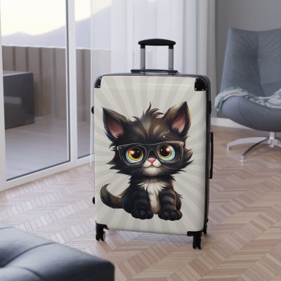 Cat Suitcase - A luggage adorned with a charming cat-themed design, perfect for travelers who want to add a touch of feline charm to their journeys.