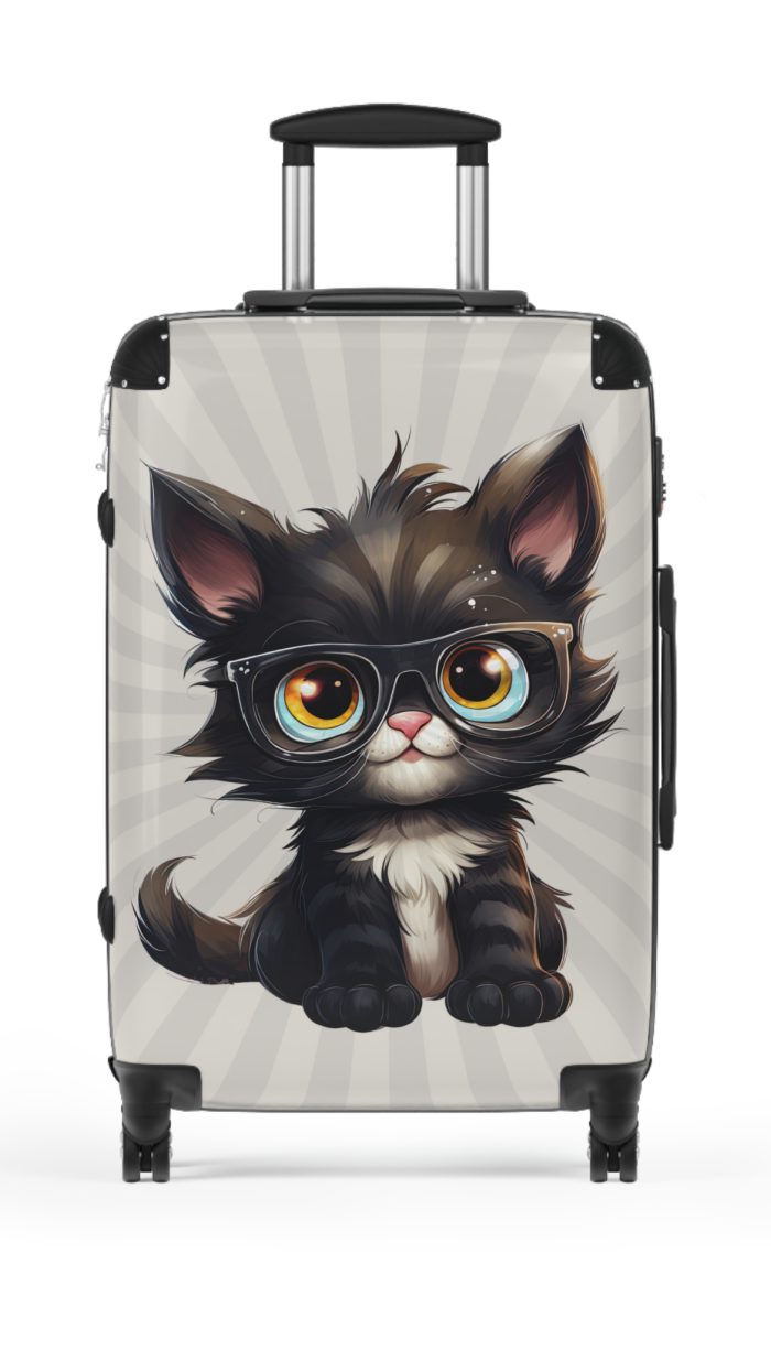 Cat Suitcase - A luggage adorned with a charming cat-themed design, perfect for travelers who want to add a touch of feline charm to their journeys.