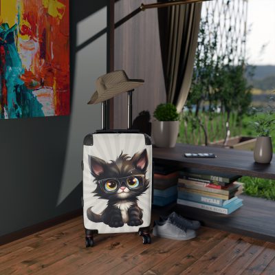 Cat Suitcase - A luggage adorned with a charming cat-themed design, perfect for travelers who want to add a touch of feline charm to their journeys.