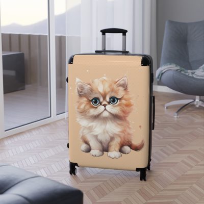 Cat Suitcase - A luggage adorned with a charming cat-themed design, perfect for travelers who want to add a touch of feline charm to their journeys.