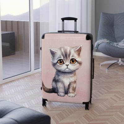 Cat Suitcase - A luggage adorned with a charming cat-themed design, perfect for travelers who want to add a touch of feline charm to their journeys.