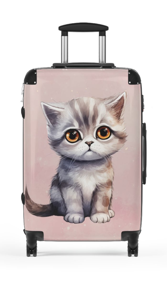 Cat Suitcase - A luggage adorned with a charming cat-themed design, perfect for travelers who want to add a touch of feline charm to their journeys.