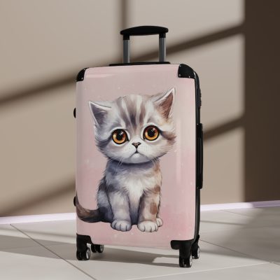 Cat Suitcase - A luggage adorned with a charming cat-themed design, perfect for travelers who want to add a touch of feline charm to their journeys.