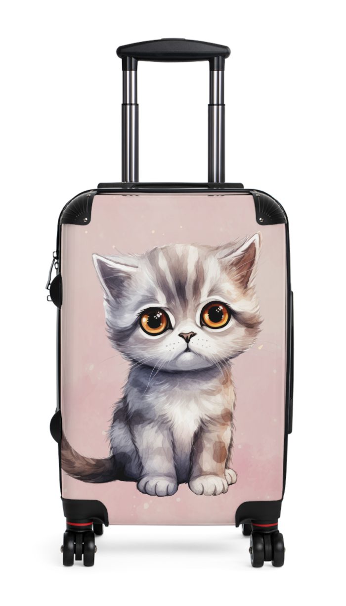 Cat Suitcase - A luggage adorned with a charming cat-themed design, perfect for travelers who want to add a touch of feline charm to their journeys.