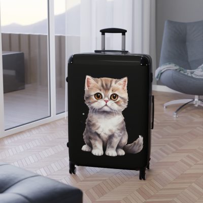 Cat Suitcase - A luggage adorned with a charming cat-themed design, perfect for travelers who want to add a touch of feline charm to their journeys.