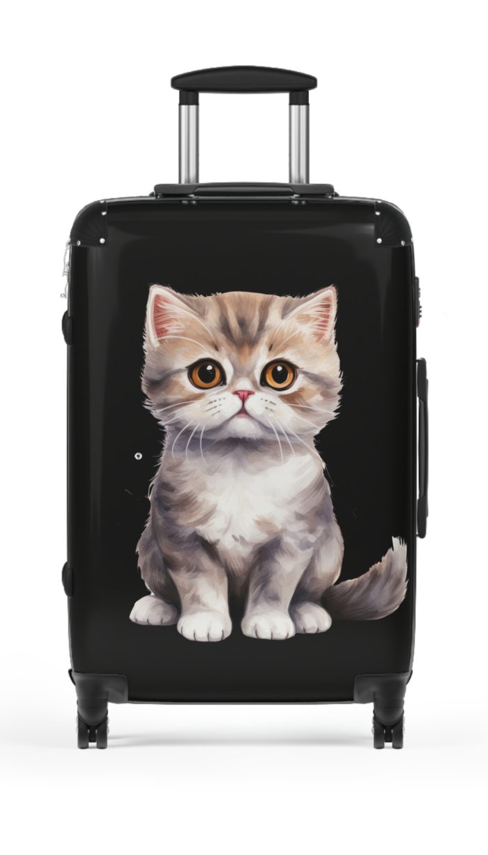 Cat Suitcase - A luggage adorned with a charming cat-themed design, perfect for travelers who want to add a touch of feline charm to their journeys.