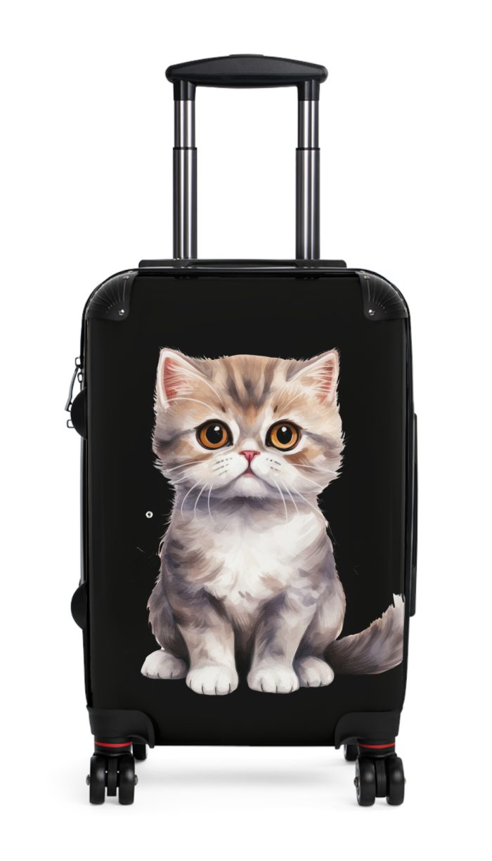 Cat Suitcase - A luggage adorned with a charming cat-themed design, perfect for travelers who want to add a touch of feline charm to their journeys.