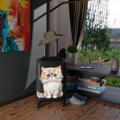 Cat Suitcase - A luggage adorned with a charming cat-themed design, perfect for travelers who want to add a touch of feline charm to their journeys.