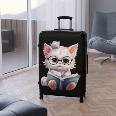 Cat Suitcase - A luggage adorned with a charming cat-themed design, perfect for travelers who want to add a touch of feline charm to their journeys.