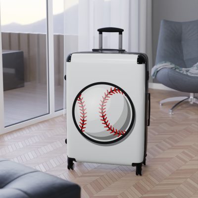 Baseball Suitcase - A luggage adorned with a sporty baseball-themed design, perfect for sports enthusiasts who want to travel in style with their favorite sport.