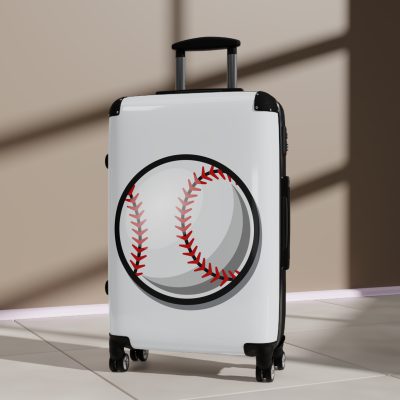 Baseball Suitcase - A luggage adorned with a sporty baseball-themed design, perfect for sports enthusiasts who want to travel in style with their favorite sport.