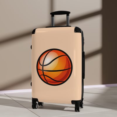 Basketball Suitcase - A luggage adorned with a sporty basketball-themed design, perfect for sports enthusiasts who want to travel in style with their favorite sport.