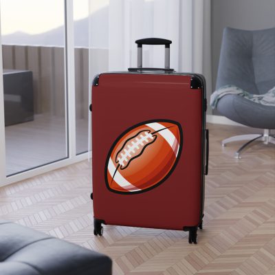 Football Suitcase - A luggage adorned with a sporty football-themed design, perfect for travelers who want to travel in style with their favorite sport.