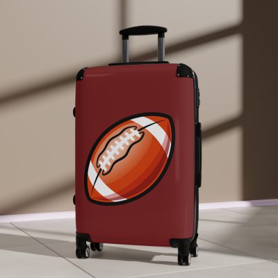 Football Suitcase - A luggage adorned with a sporty football-themed design, perfect for travelers who want to travel in style with their favorite sport.