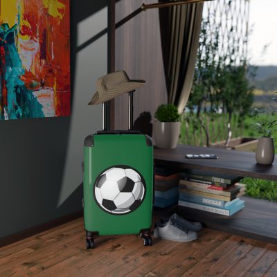 Soccer Suitcase - A luggage adorned with a sporty soccer-themed design, perfect for travelers who want to travel in style with their favorite sport.