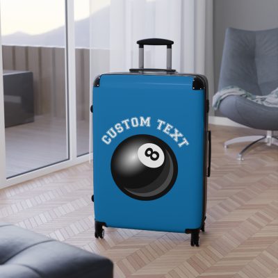 Custom Billiard Suitcase - A personalized luggage adorned with a custom billiard-themed design, perfect for game enthusiasts who want to travel in style with their favorite game.