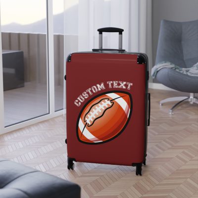 Custom Football Suitcase - A personalized luggage adorned with a custom football-themed design, perfect for sports enthusiasts who want to travel in style with their favorite sport.