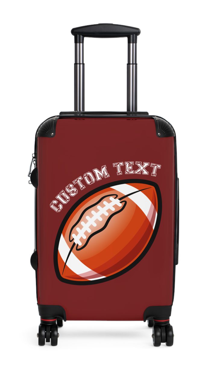 Custom Football Suitcase - A personalized luggage adorned with a custom football-themed design, perfect for sports enthusiasts who want to travel in style with their favorite sport.