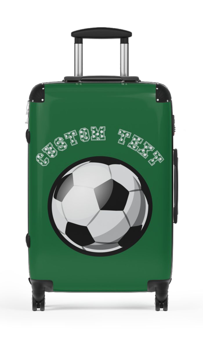 Custom Soccer Suitcase - A personalized luggage adorned with a custom soccer-themed design, perfect for sports enthusiasts who want to travel in style with their favorite sport.