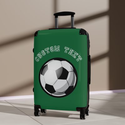 Custom Soccer Suitcase - A personalized luggage adorned with a custom soccer-themed design, perfect for sports enthusiasts who want to travel in style with their favorite sport.