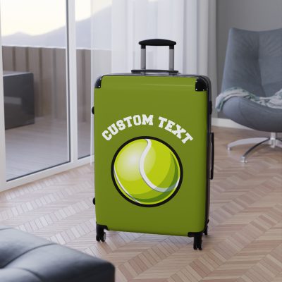 Custom Tennis Suitcase - A personalized luggage adorned with a custom tennis-themed design, perfect for sports enthusiasts who want to travel in style with their favorite sport.