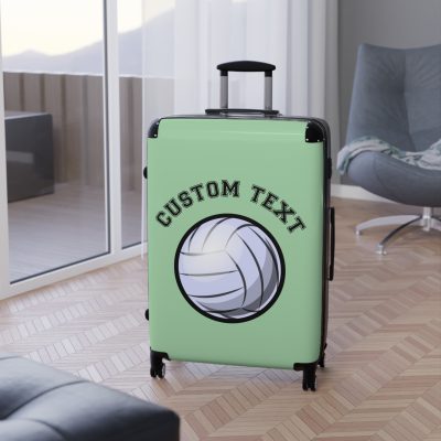 Custom Volleyball Suitcase - A personalized luggage adorned with a custom volleyball-themed design, perfect for sports enthusiasts who want to travel in style with their favorite sport.