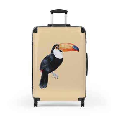 Toucan Suitcase - A unique travel gear featuring an exotic bird design, perfect for adventurers and bird enthusiasts, adding an adventurous touch to your journeys.