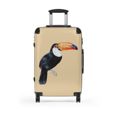 Toucan Suitcase - A unique travel gear featuring an exotic bird design, perfect for adventurers and bird enthusiasts, adding an adventurous touch to your journeys.