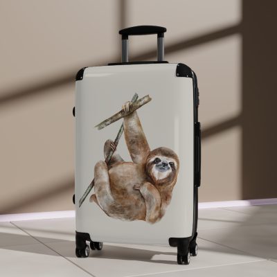 Sloth Suitcase - A unique travel gear featuring a sloth design, perfect for animal lovers and adding a laid-back charm to your journeys.