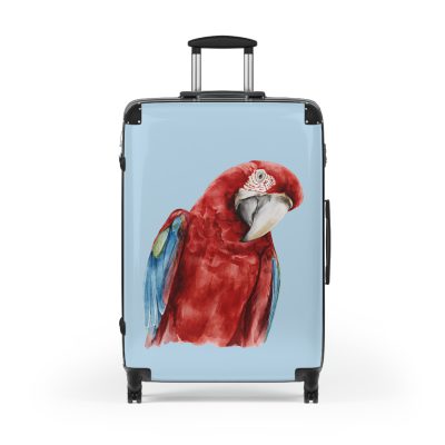 Macaw Suitcase - A vibrant travel gear featuring a macaw design, perfect for bird lovers and adding a burst of charm to your journeys.