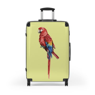 Macaw Suitcase - A vibrant travel gear featuring a macaw design, perfect for bird lovers and adding a burst of charm to your journeys.