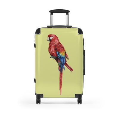 Macaw Suitcase - A vibrant travel gear featuring a macaw design, perfect for bird lovers and adding a burst of charm to your journeys.