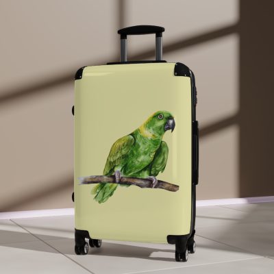 Parrot Suitcase - A tropical travel gear featuring a parrot design, perfect for bird lovers and adding a touch of paradise to your journeys.