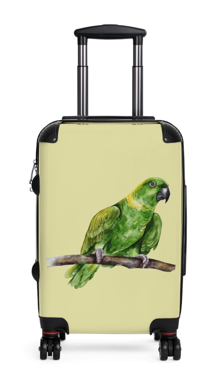 Parrot Suitcase - A tropical travel gear featuring a parrot design, perfect for bird lovers and adding a touch of paradise to your journeys.