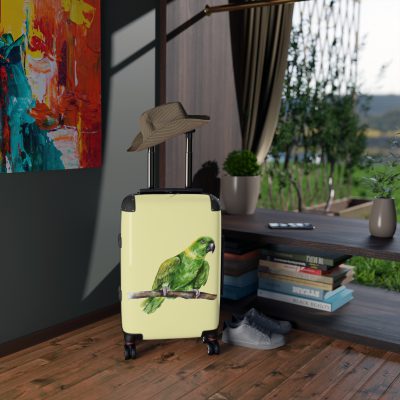 Parrot Suitcase - A tropical travel gear featuring a parrot design, perfect for bird lovers and adding a touch of paradise to your journeys.