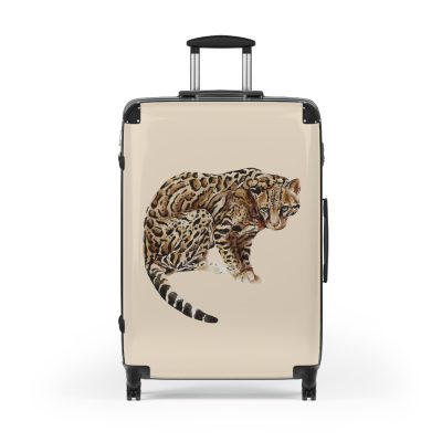 Ocelot Suitcase - An exotic travel gear featuring an animal print design, perfect for style enthusiasts and adding a touch of adventure to your journeys.