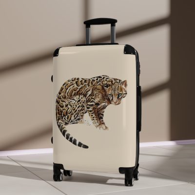 Ocelot Suitcase - An exotic travel gear featuring an animal print design, perfect for style enthusiasts and adding a touch of adventure to your journeys.