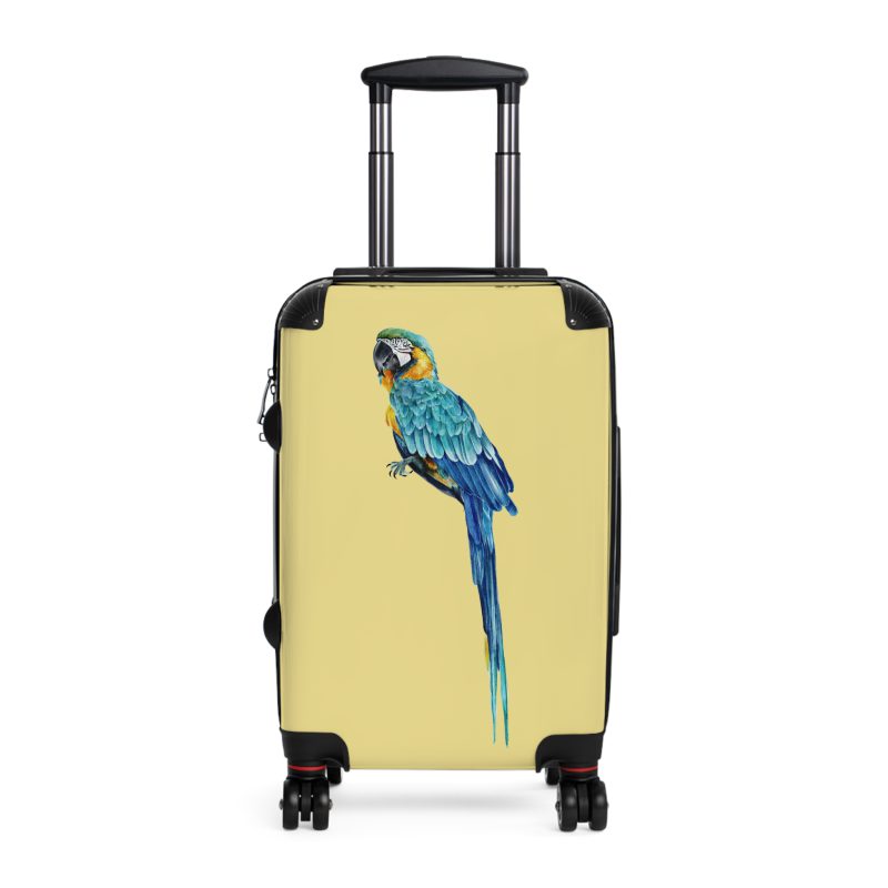 Macaw Suitcase - A vibrant travel gear featuring a tropical bird-inspired design, perfect for those who appreciate exotic and colorful styles on their journeys.