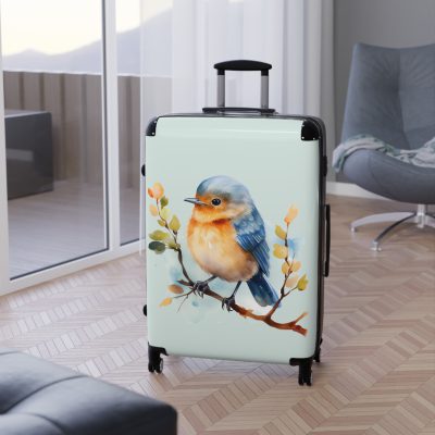 Bluebird Suitcase - A stylish luggage featuring an elegant bluebird design, ideal for travelers who seek sophistication in their journeys.