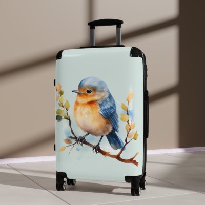 Bluebird Suitcase - A stylish luggage featuring an elegant bluebird design, ideal for travelers who seek sophistication in their journeys.