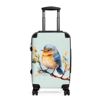 Bluebird Suitcase - A stylish luggage featuring an elegant bluebird design, ideal for travelers who seek sophistication in their journeys.