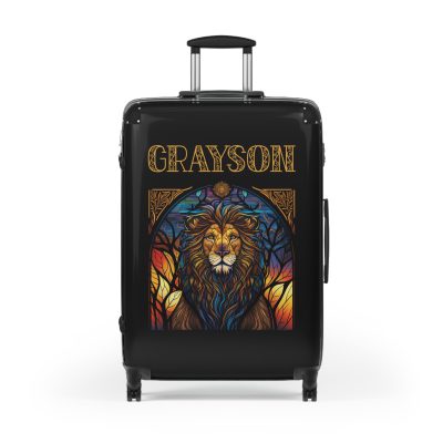 Custom Lion Suitcase - Kids' luggage featuring a unique lion design, perfect for young adventurers.